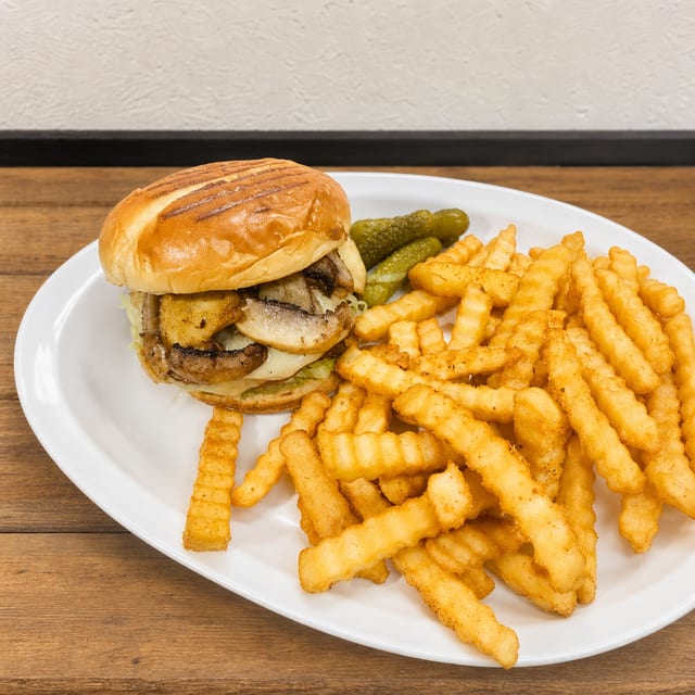 Mushroom Swiss Burger.