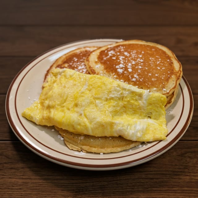 3 Pancakes with Eggs.